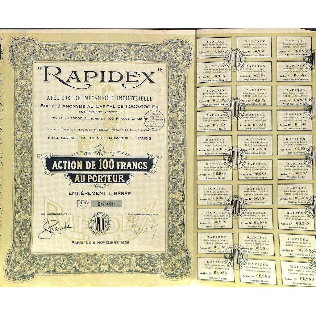 1928 - RAPIDEX (ATELIERS DE MECANIQUE INDUSTRIELLE)