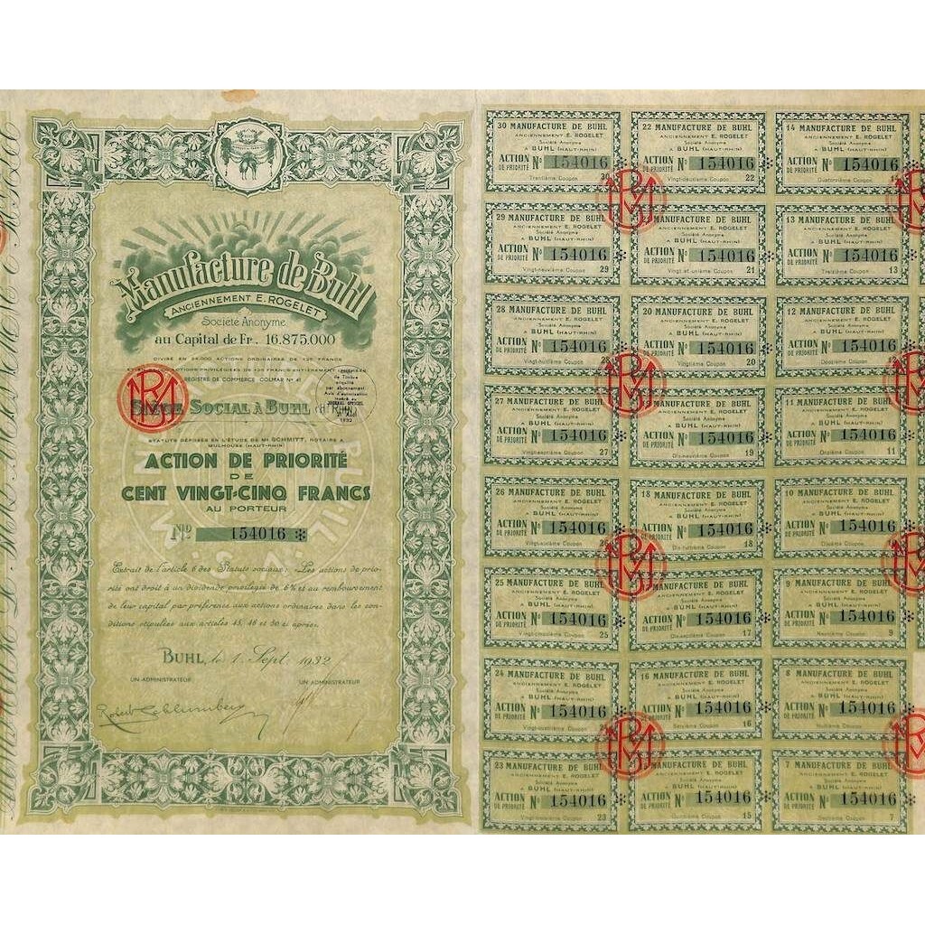 1932 - MANUFACTURE DE BUHL (AZIONE PRIORITARIA)