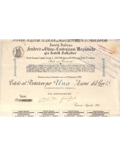 SOC. ITA. FONDERIE GHISA E COSTRUZIONI MECCANICHE 1 AZIONE GENOVA 1911