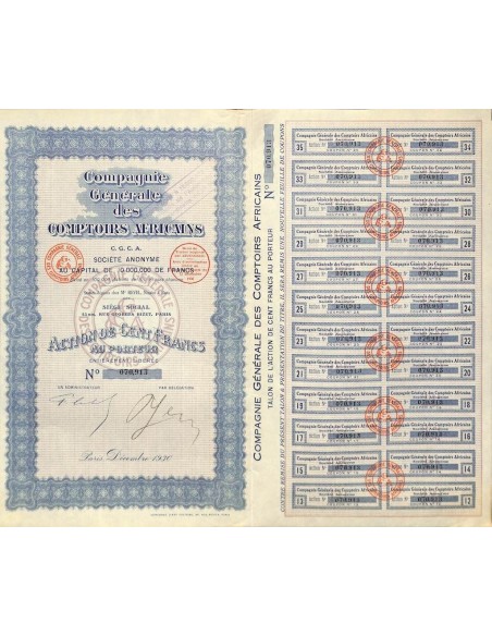 1930 - COMPTOIRS AFRICAINS COMP. GENERALE DES