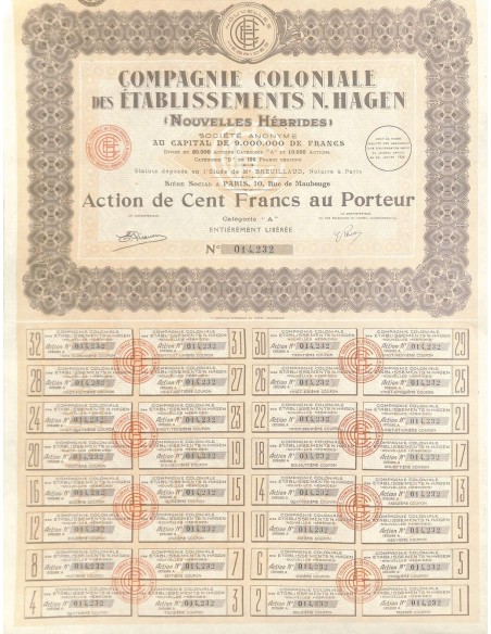 1928 - ETABLISSEMENTS N. HAGEN COMP. COLONIALE DES