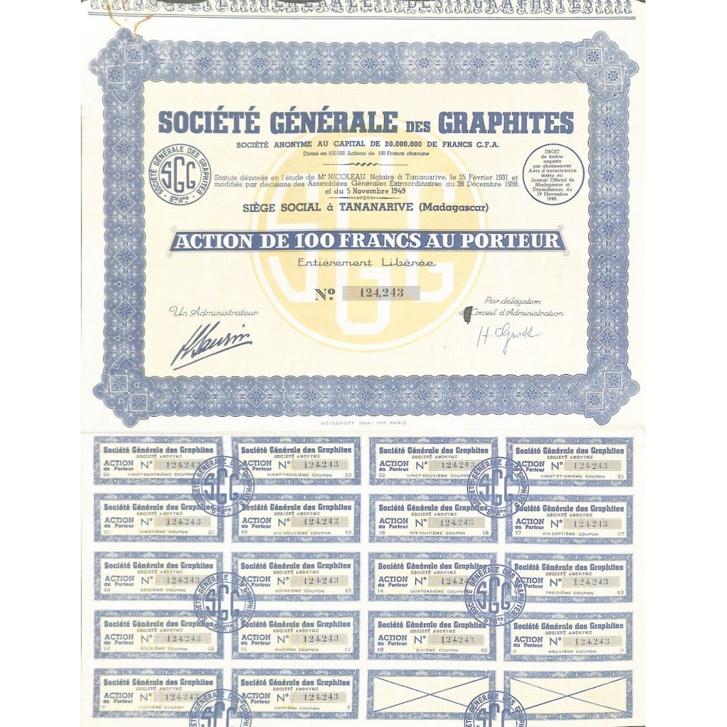 1949 - GENERALE DES GRAPHITES SOC.