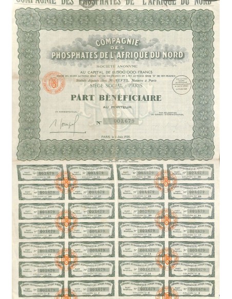 1928 - PHOSPHATES DE L'AFRIQUE DU NORD COMP. DES