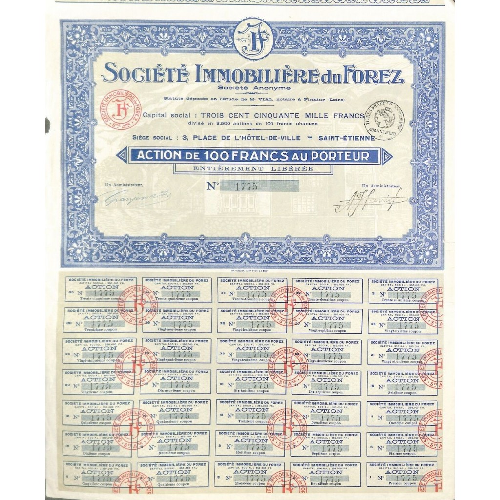 1920 - IMMOBILIERE DU FOREZ SOC.