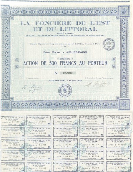 1928 - LA FONCIERE DE L'EST ET DU LITTORAL