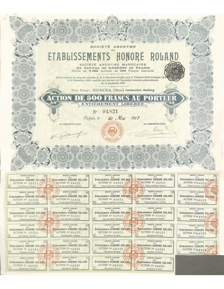 1921 - HONORÉ ROLAND ETABLISSEMENTS