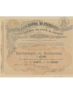 FABBRICA LOMBARDA DI PRODOTTI CHIMICI - 10 AZIONI MILANO 1884