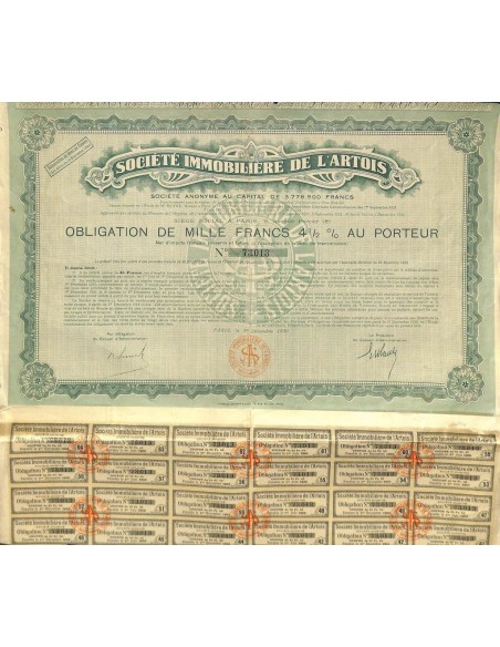 1930 - IMMOBILIERE DE L'ARTOIS SOC.