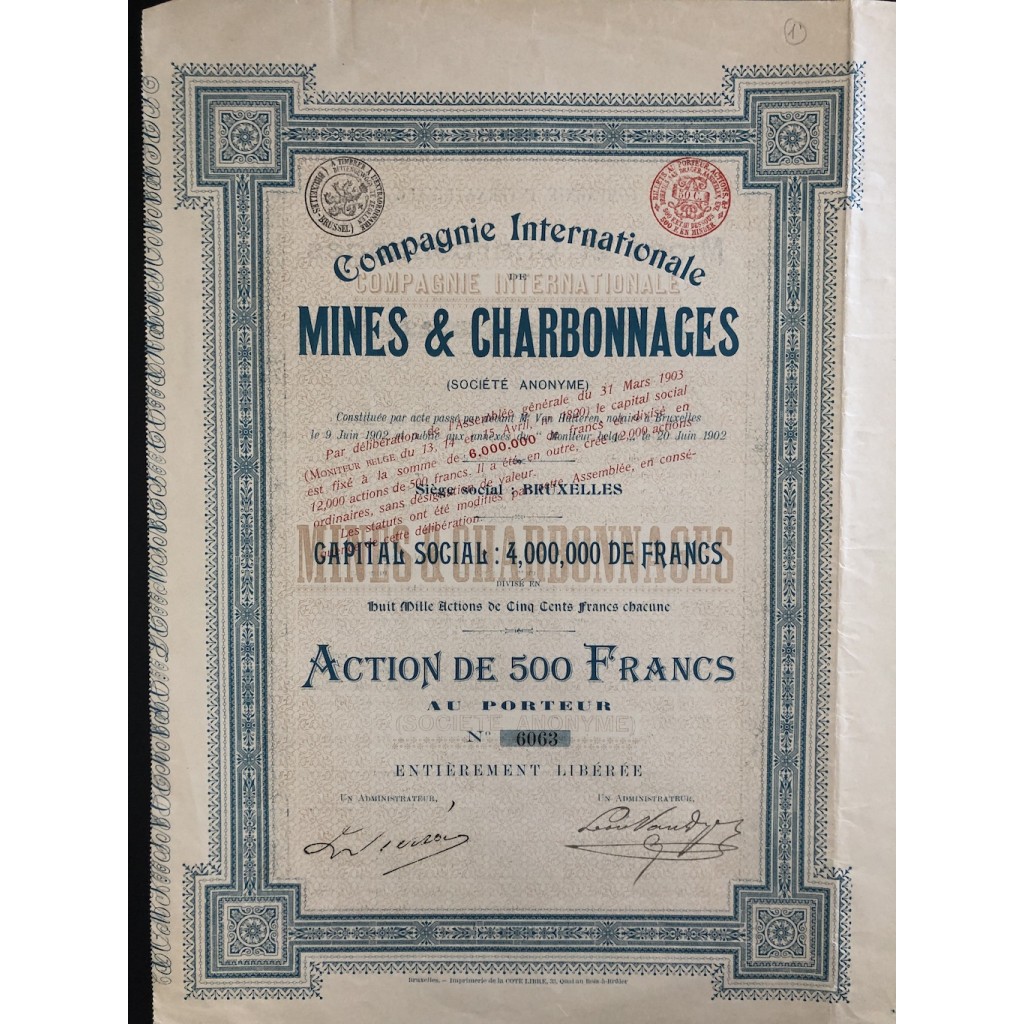 1902 - COMPAGNIE INTERNATIONALE MINES &...