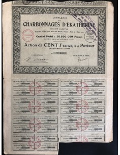 COMP. DES CHARBONNAGES D'EKATHERINE - 1 AZIONE - 1910