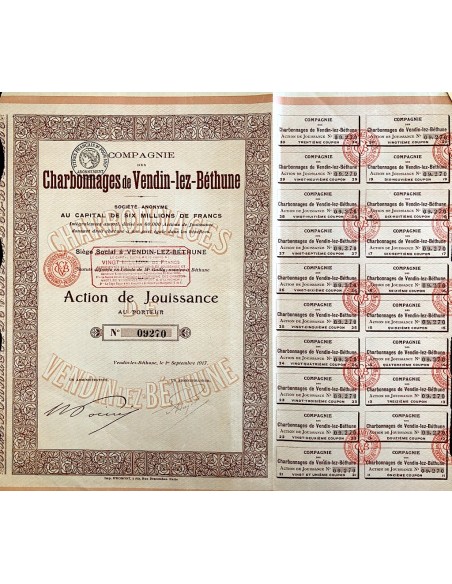 1917 - COMPAGNIE DES CHARBONNAGES DE VENDIN -LEZ-BETHUNE