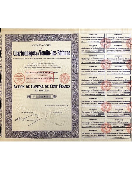 1924 - COMPAGNIE DES CHARBONNAGES DE VENDIN -LEZ-BETHUNE