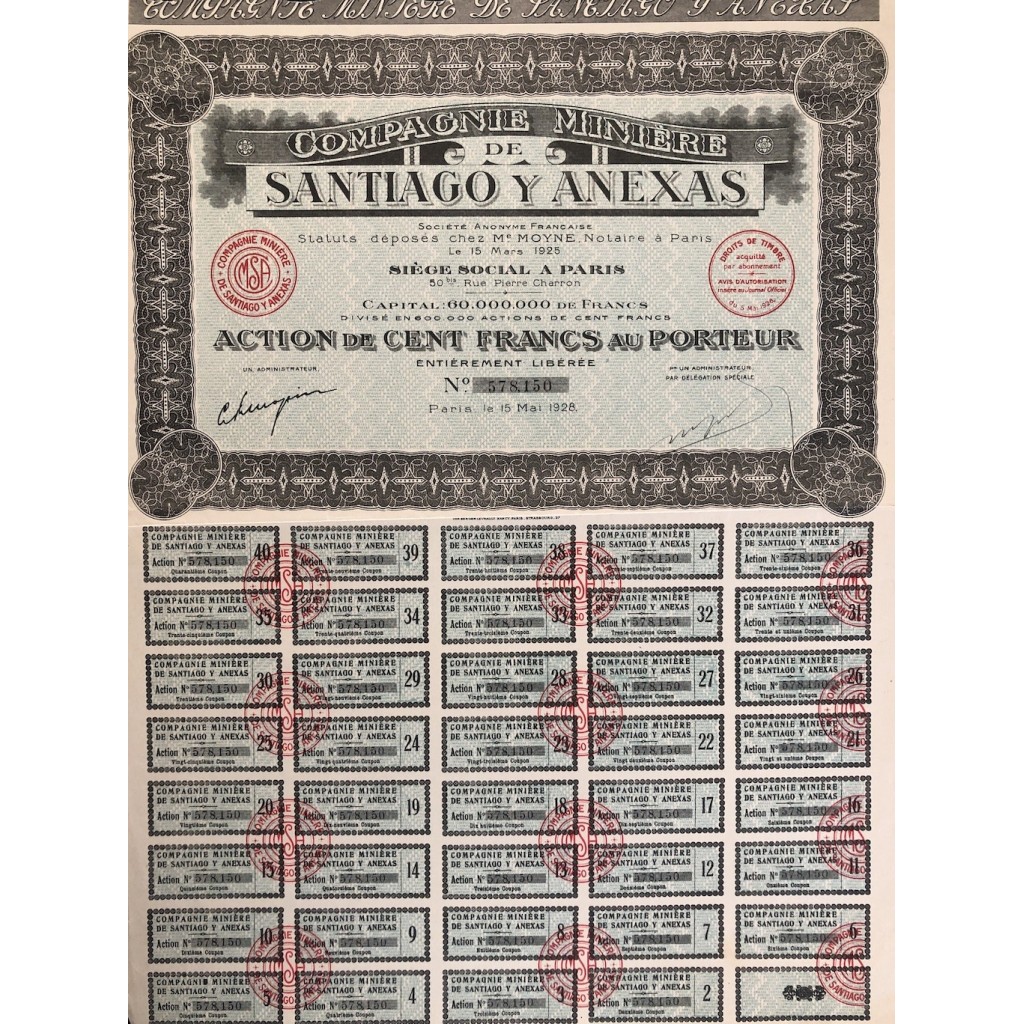 1928 - COMPAGNIE MINIERE DE SANTIAGO Y ANEXAS -...
