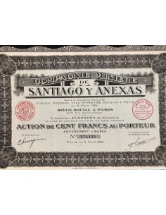 1925 - COMPAGNIE MINIERE DE SANTIAGO Y ANEXAS - 1 AZIONE 2