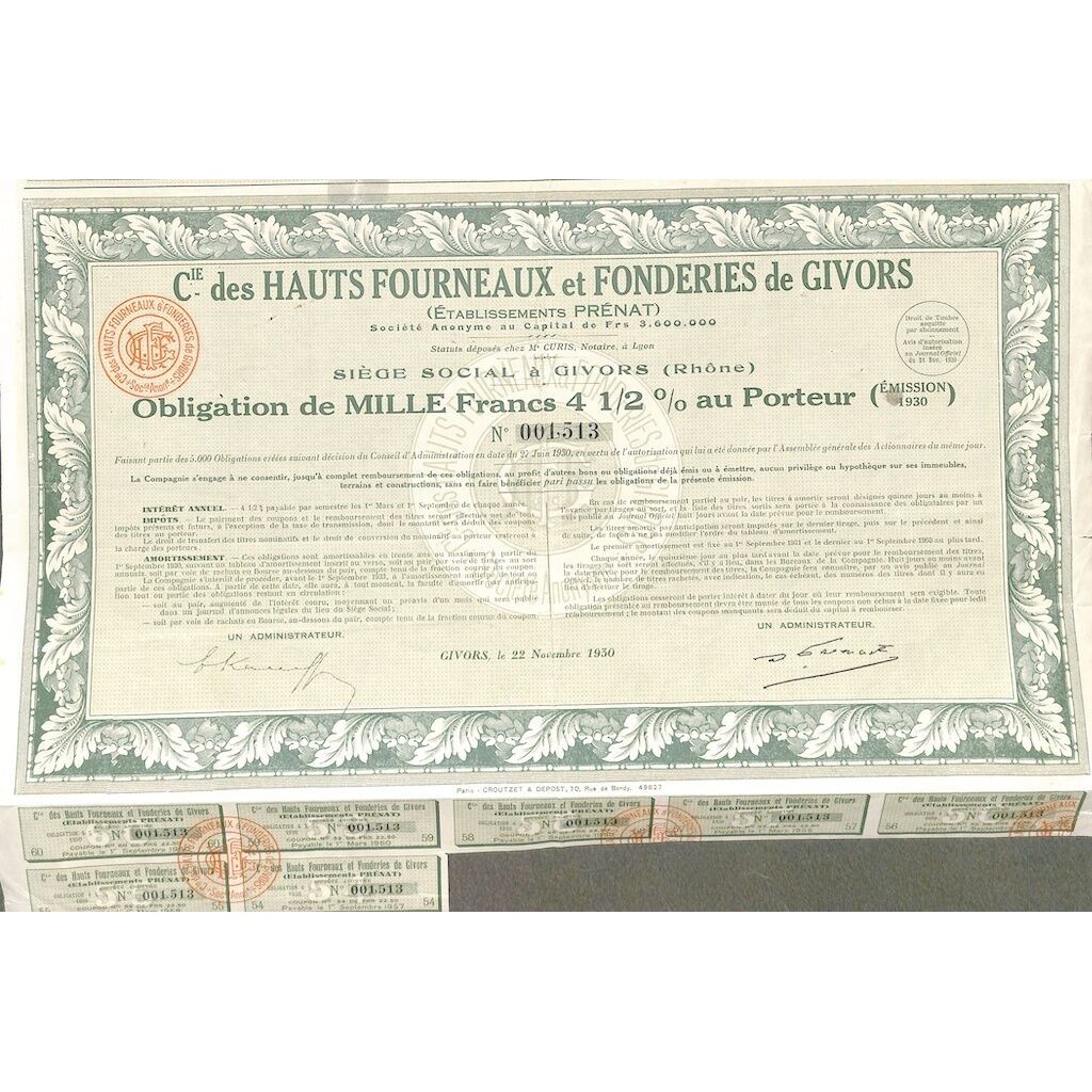 1930 - HAUTS FOURNEAUX ET FONDERIES DE GIVORS