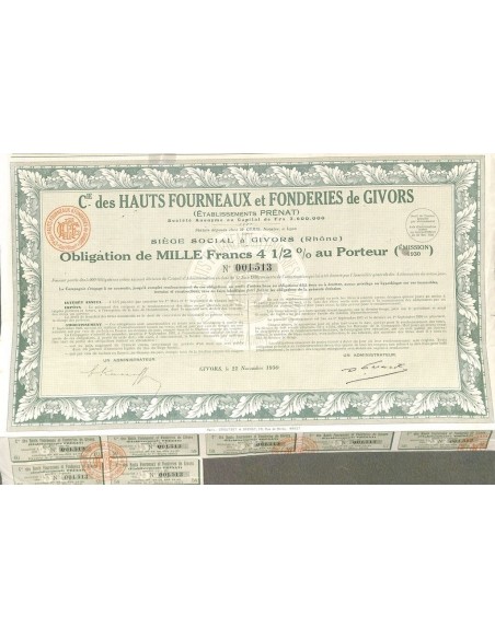 1930 - HAUTS FOURNEAUX ET FONDERIES DE GIVORS