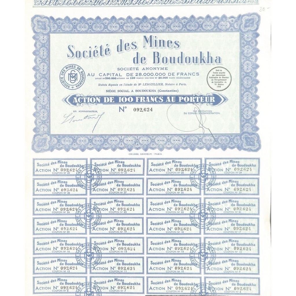 1948 - MINES DE BOUDOUKHA SOC. DES