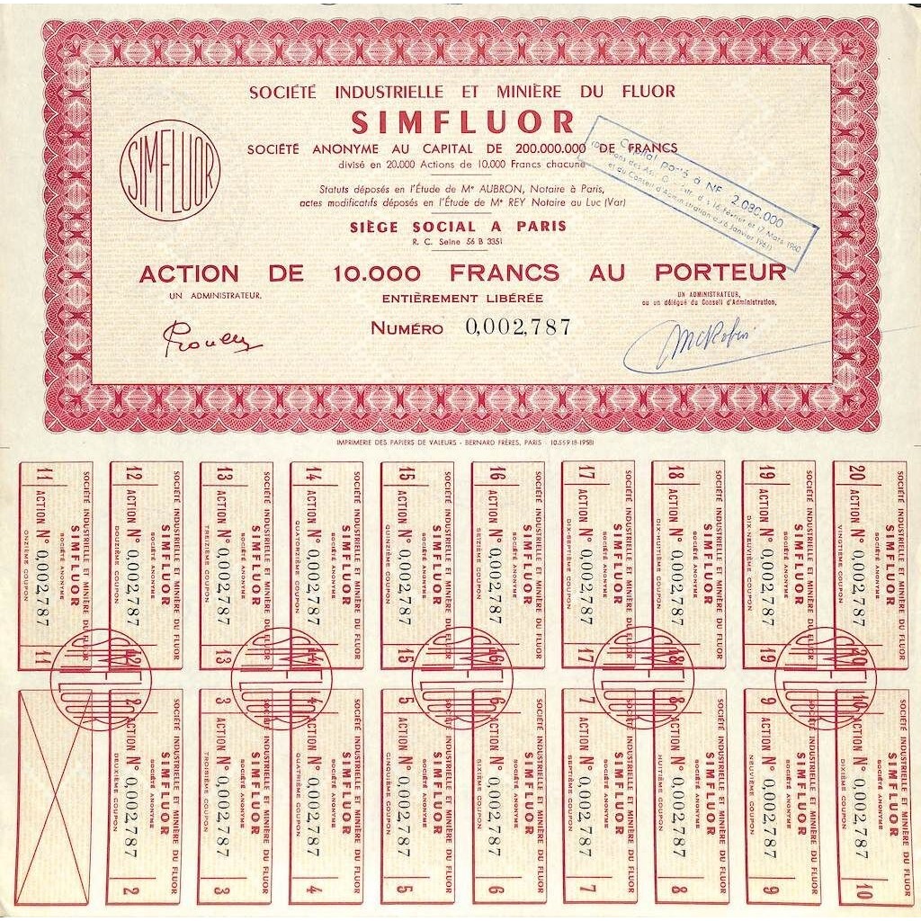 1960 - SIMFLUOR ( SOC. INDUSTR. ET MINIERE DU...
