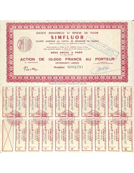 1960 - SIMFLUOR ( SOC. INDUSTR. ET MINIERE DU FLUOR )