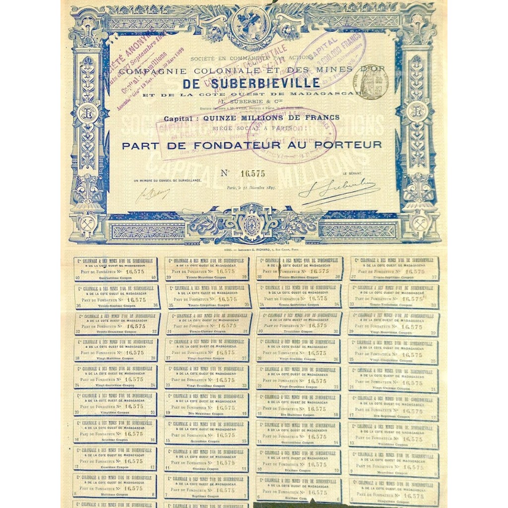 1895 - COLONIALE ET DES MINES D'OR DE...