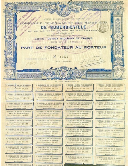 1895 - COLONIALE ET DES MINES D'OR DE SUBERBIEVILLE COMP.