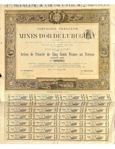 1881 - MINES D'OR DE L'URUGUAY COMP. FRANCAISE DES