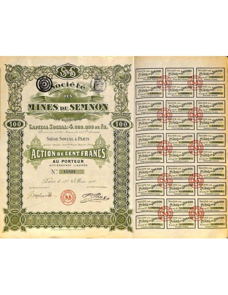 1910 - MINES DU SEMNON SOC. DES