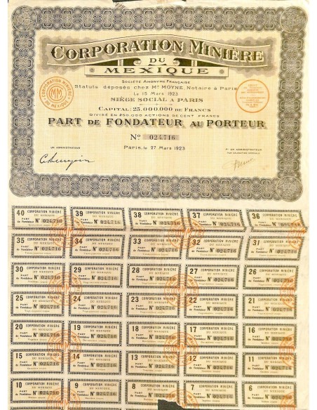 1923 - CORPORATION MINIERE DU MEXIQUE