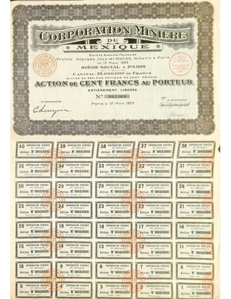 1923 - CORPORATION MINIERE DU MEXIQUE (AZIONE)