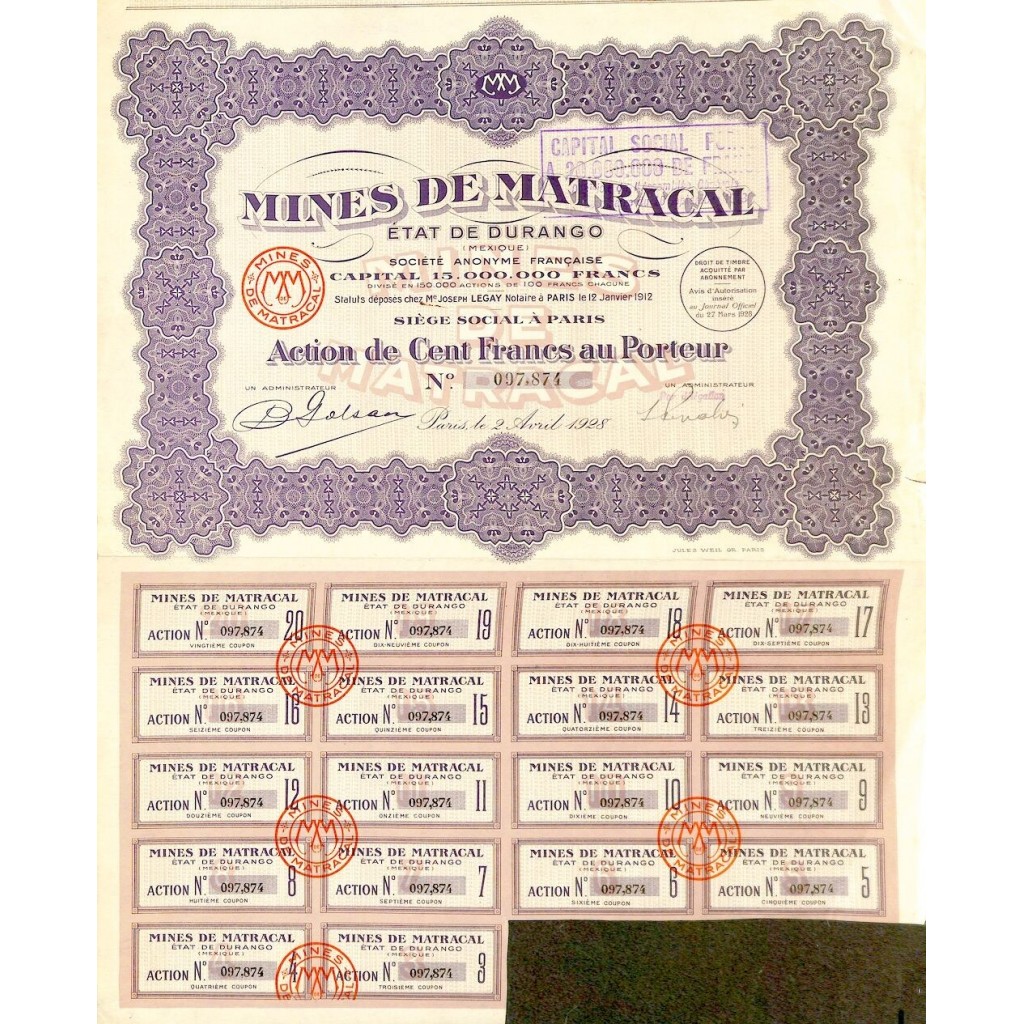 1928 - MINES DE MATRACAL
