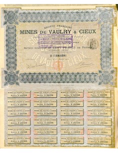 1912 - MINES DE VAULRY ET CIEUX (CAP. SOC. 3.000.000 DI FR.)