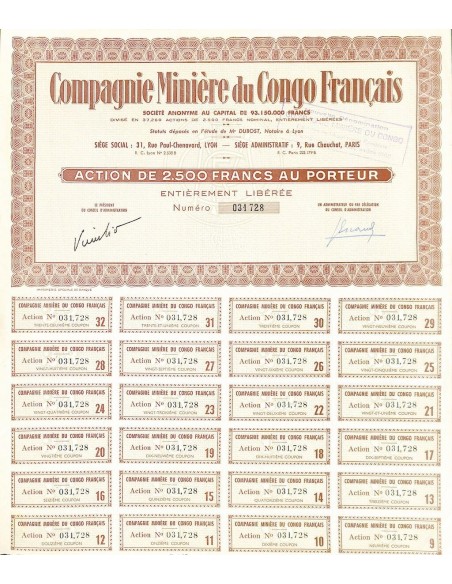 1960 - COMP. MINIERE DU CONGO FRANCAIS