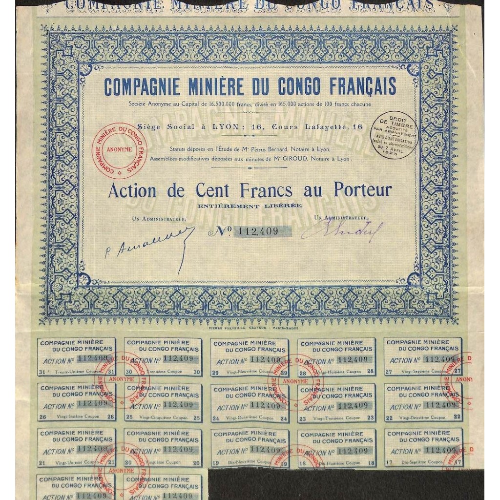 1923 - COMP. MINIERE DU CONGO FRANCAIS