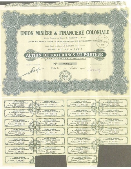 1928 - UNION MINIERE ET FINANCIERE COLONIALE