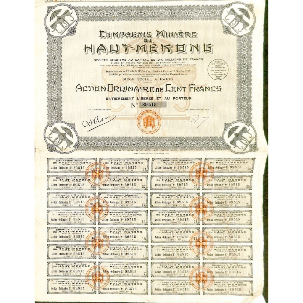 1928 - HAUT-MEKONG COMPAGNIE MINIERE DU