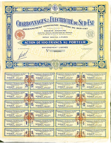 1929 - CHARBONNAGES ET ELECTRICITÉ DU SUD-EST