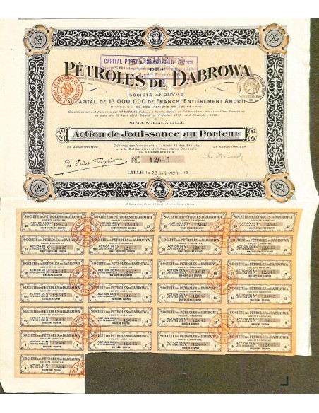 1920 - PETROLES DE DABROWA SOC. DES (AZIONE)