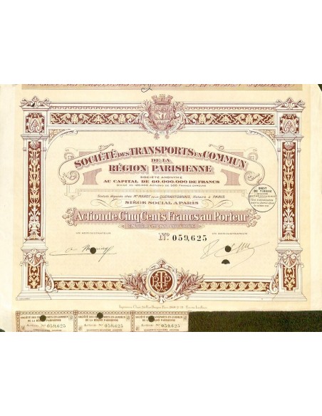 1921 - TRANSPORTS EN COMMUN DE LA REGION PARISIENNE SOC. DES