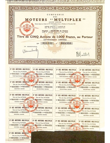 1946 - MOTEURS MULTIPLEX COMPAGNIE DES