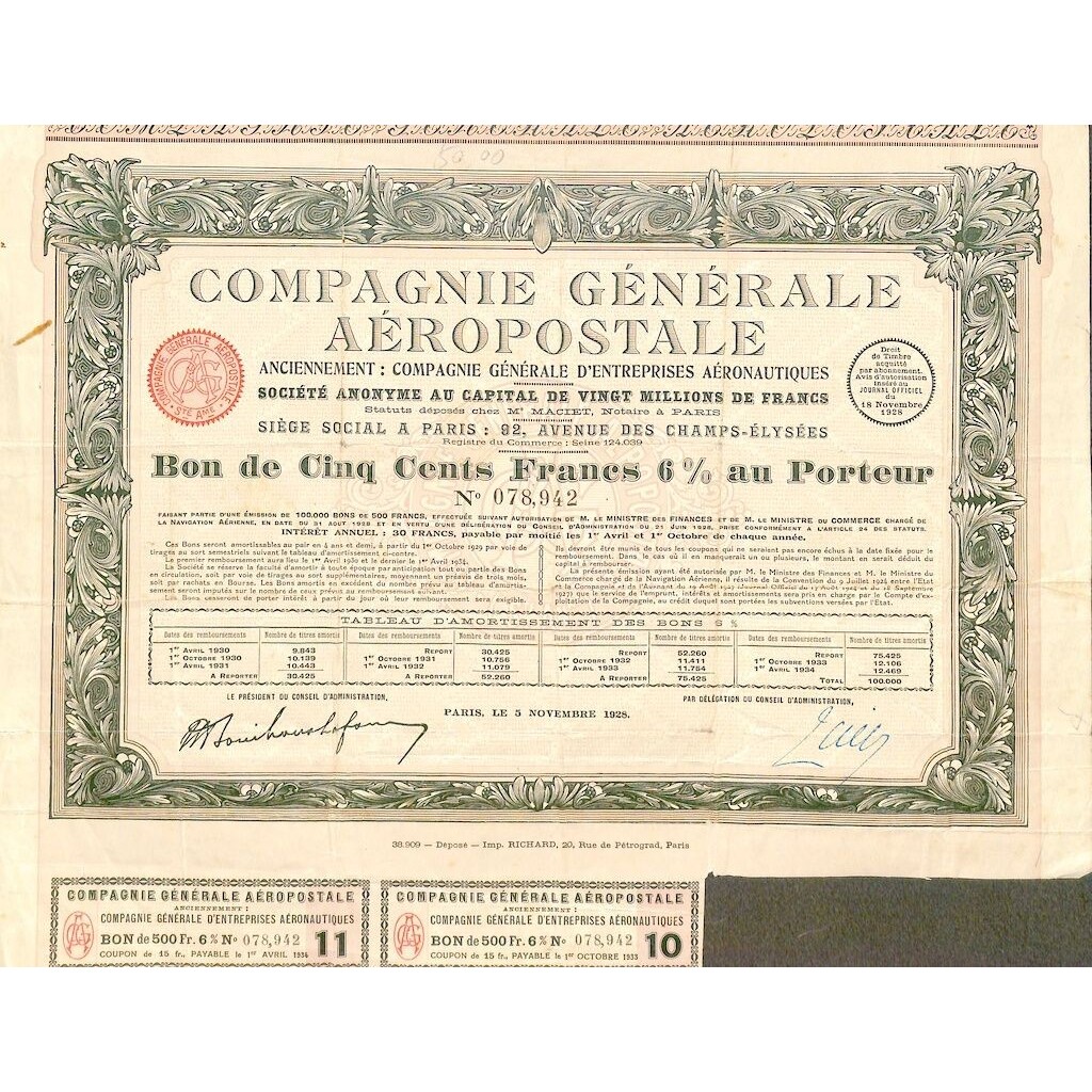 1928 - AEROPOSTALE COMPAGNIE GENERALE