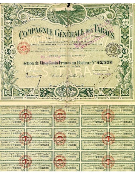 1920 - TABACS COMPAGNIE GENERALE DES