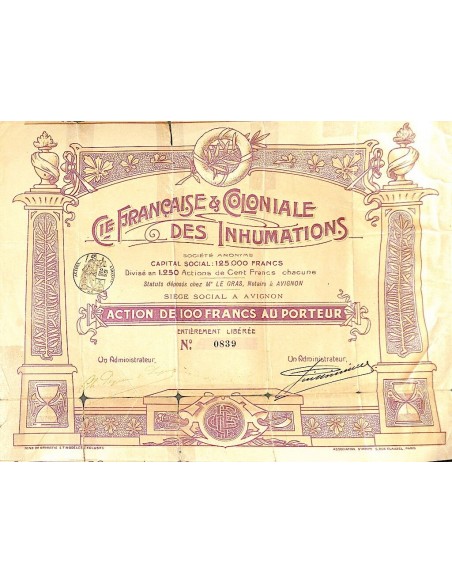 FRANCAISE ET COLONIALE DES INHUMATIONS COMPAGNIE