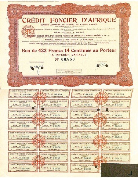 1938 - CREDIT FONCIER D'AFRIQUE (BUONO)