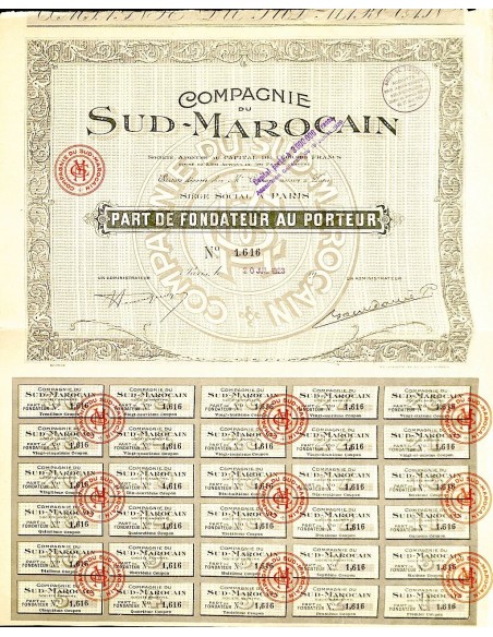 1923 - SUD-MAROCAIN COMPAGNIE DU