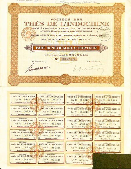 1924 - THÉS DE L'INDOCHINE SOC. DES