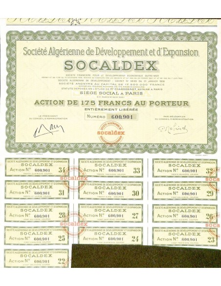 1958 - SOCALDEX - SOC. ALGERIENNE DE DEVELOPPEMENT ET D'EXPANSION