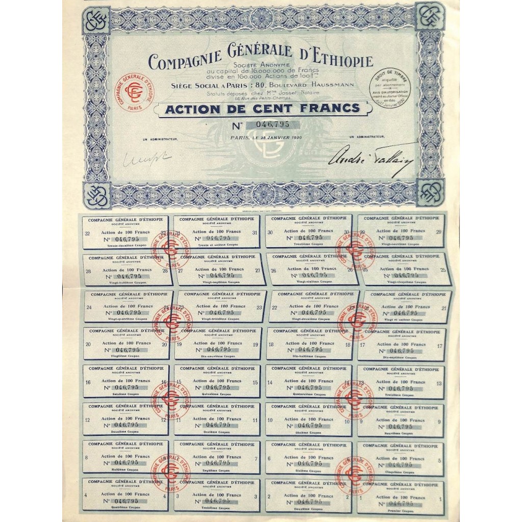 1930 - GENERALE D'ETHIOPIE COMPAGNIE