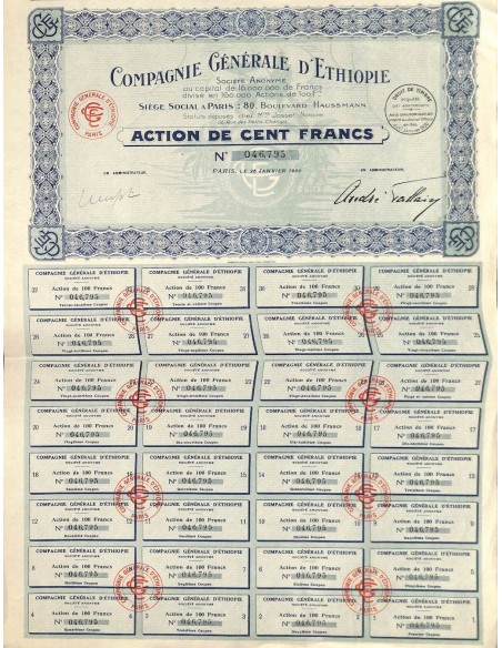1930 - GENERALE D'ETHIOPIE COMPAGNIE