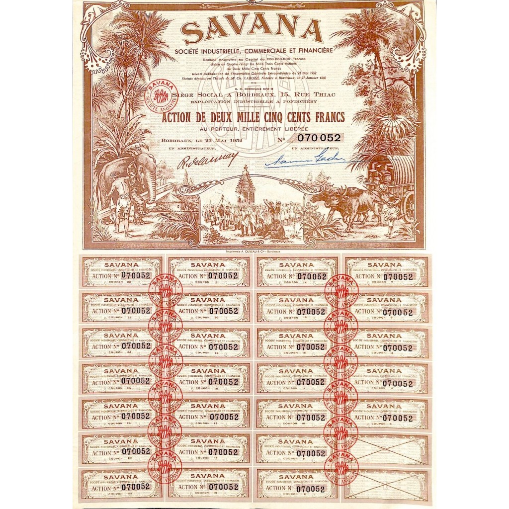 1952 - SAVANA - SOC. INDUSTRIELLE, COMMERCIALE...
