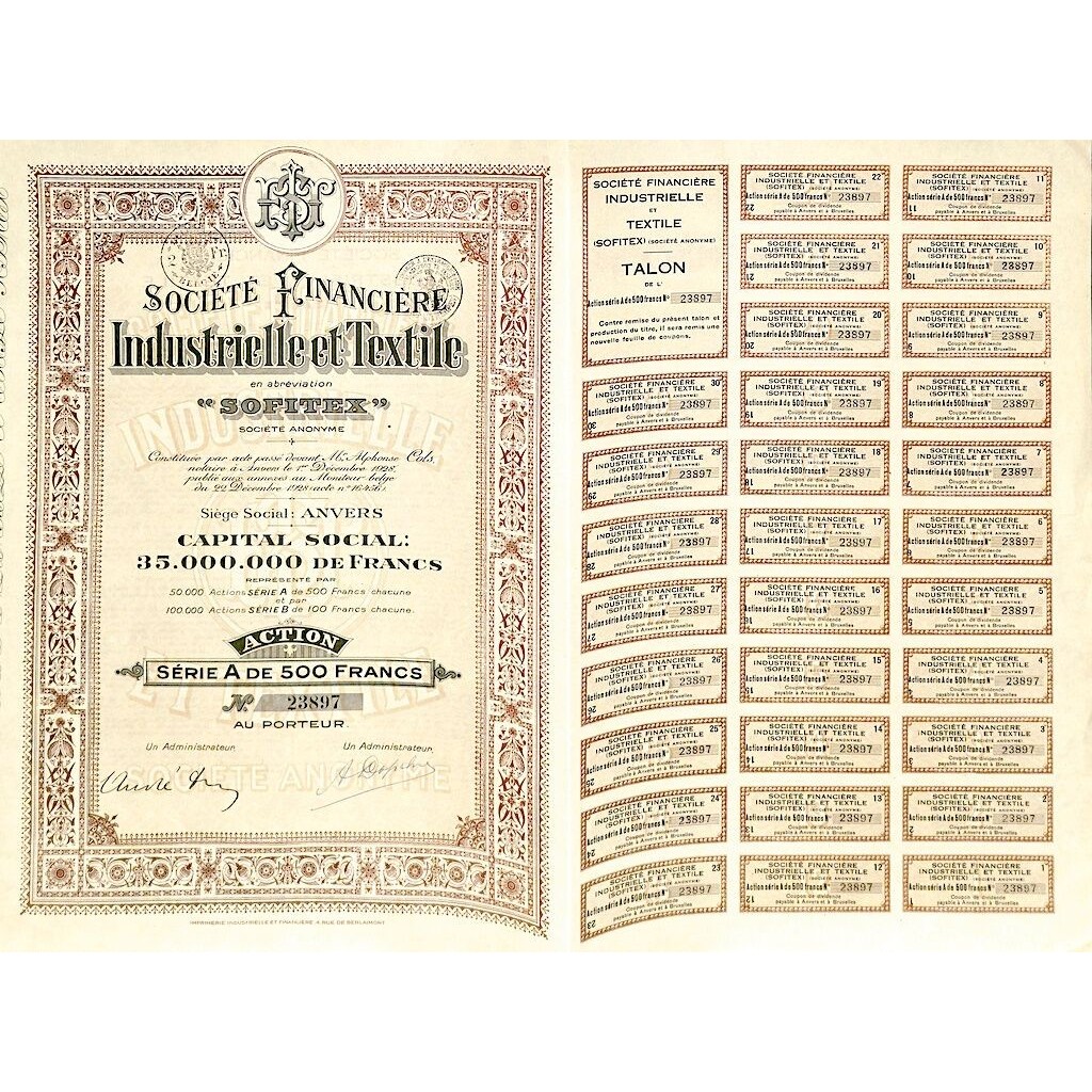 1928 - SOFITEX - SOC. FINANCIERE, INDUSTRIELLE ET TEXTILE